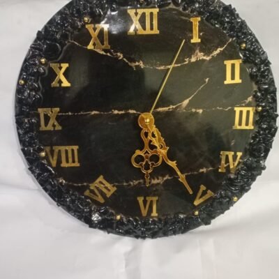 Black Resin Clock for Home 12" Inches