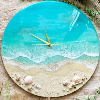 Ocean View Resin Clock 16" Inches