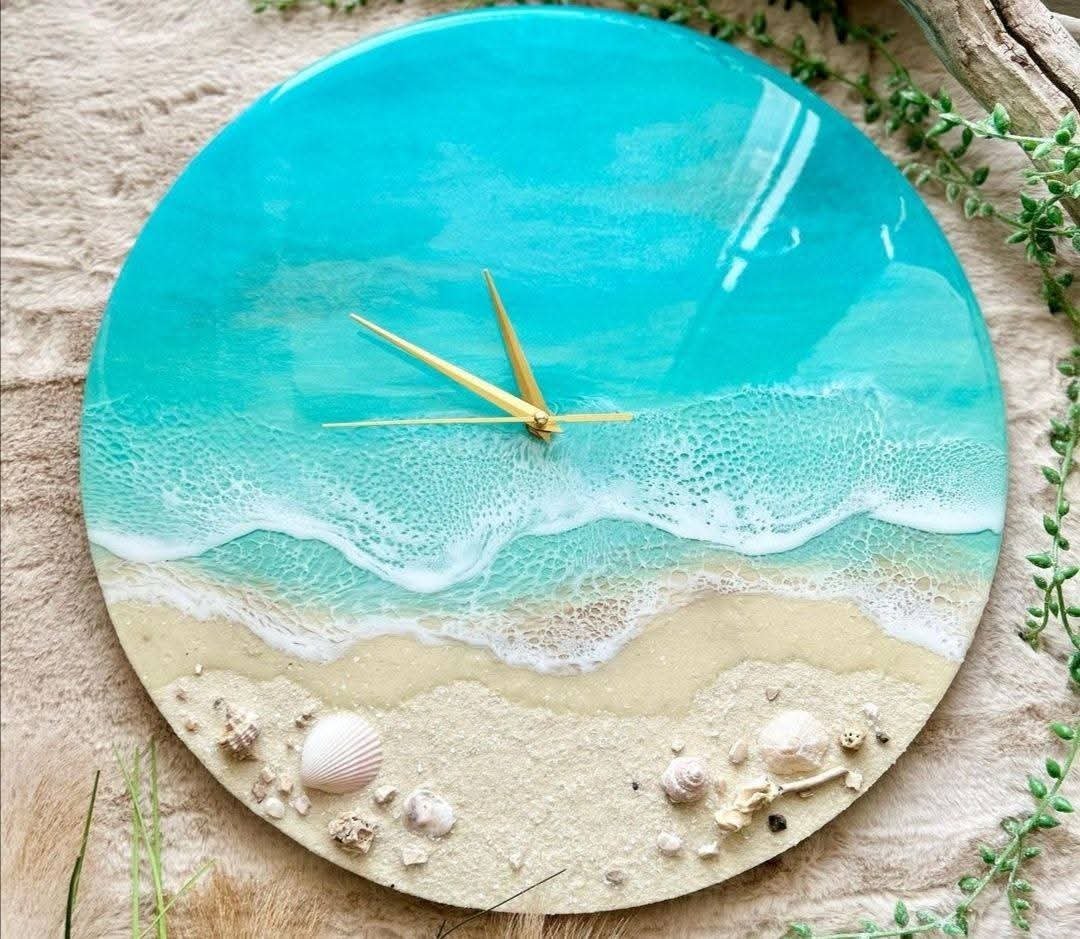 Ocean View Resin Clock 16" Inches