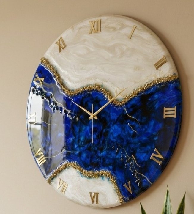 Royal Blue Resin Clock 16" Inches