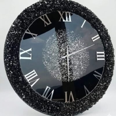 Black Marble Resin Clock 12" Inches