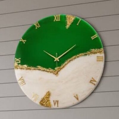 Green & White Resin Clock 20" Inches