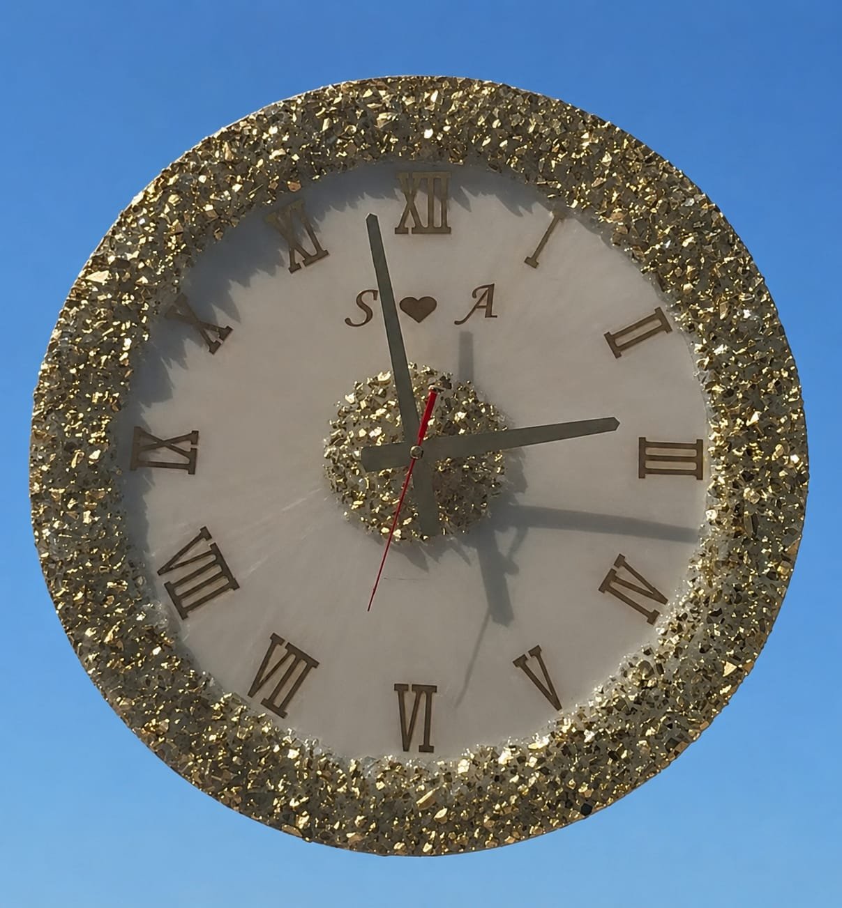 Golden Effect Resin Clock 16" Inches