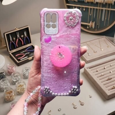 Resin Mobile Cover with Pop Socket & Charm