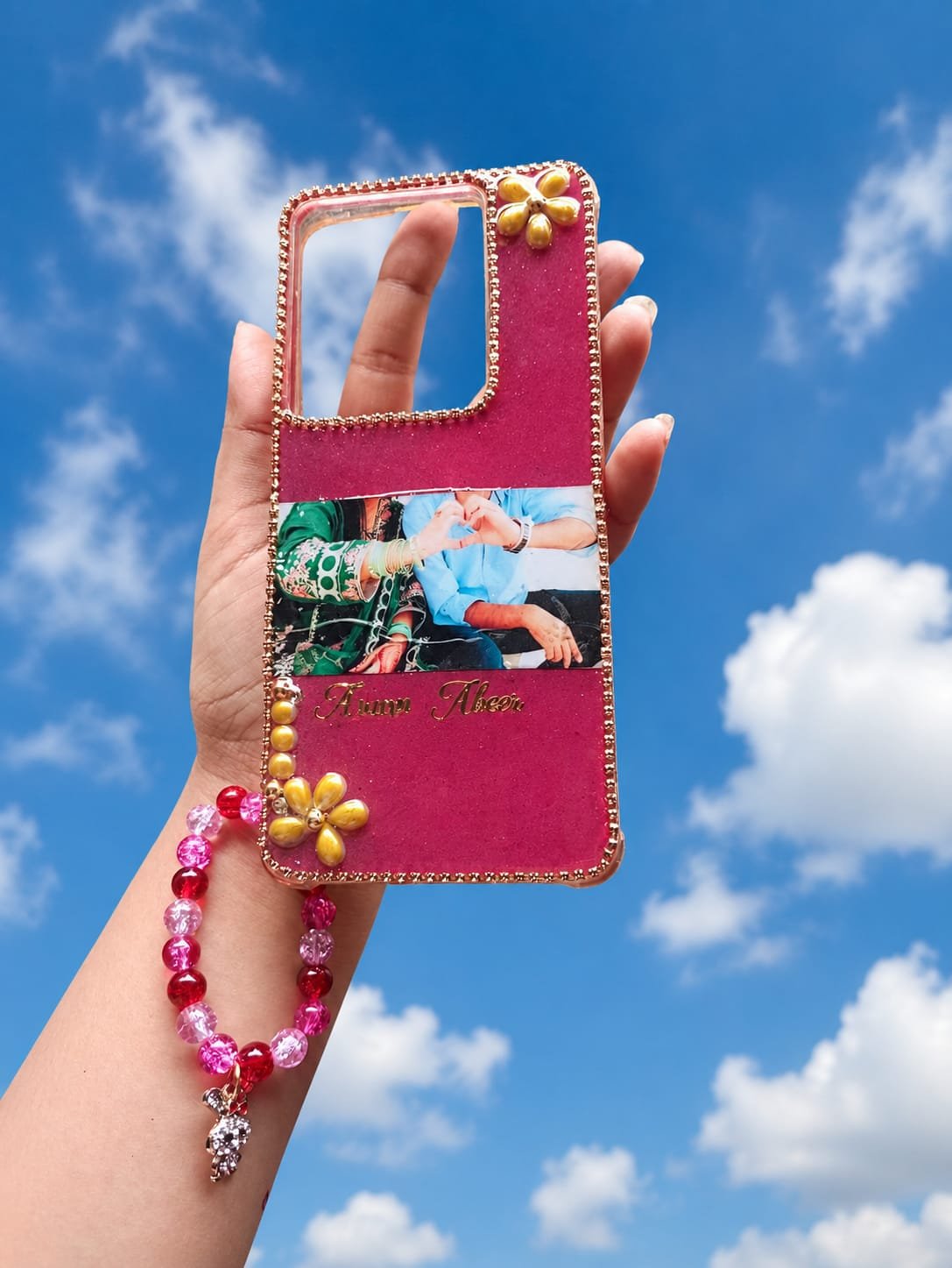Resin Picture Mobile Cover with Charm hanging
