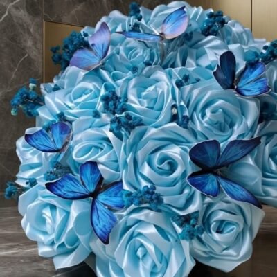 Blue Ribbon Flower Bouquet