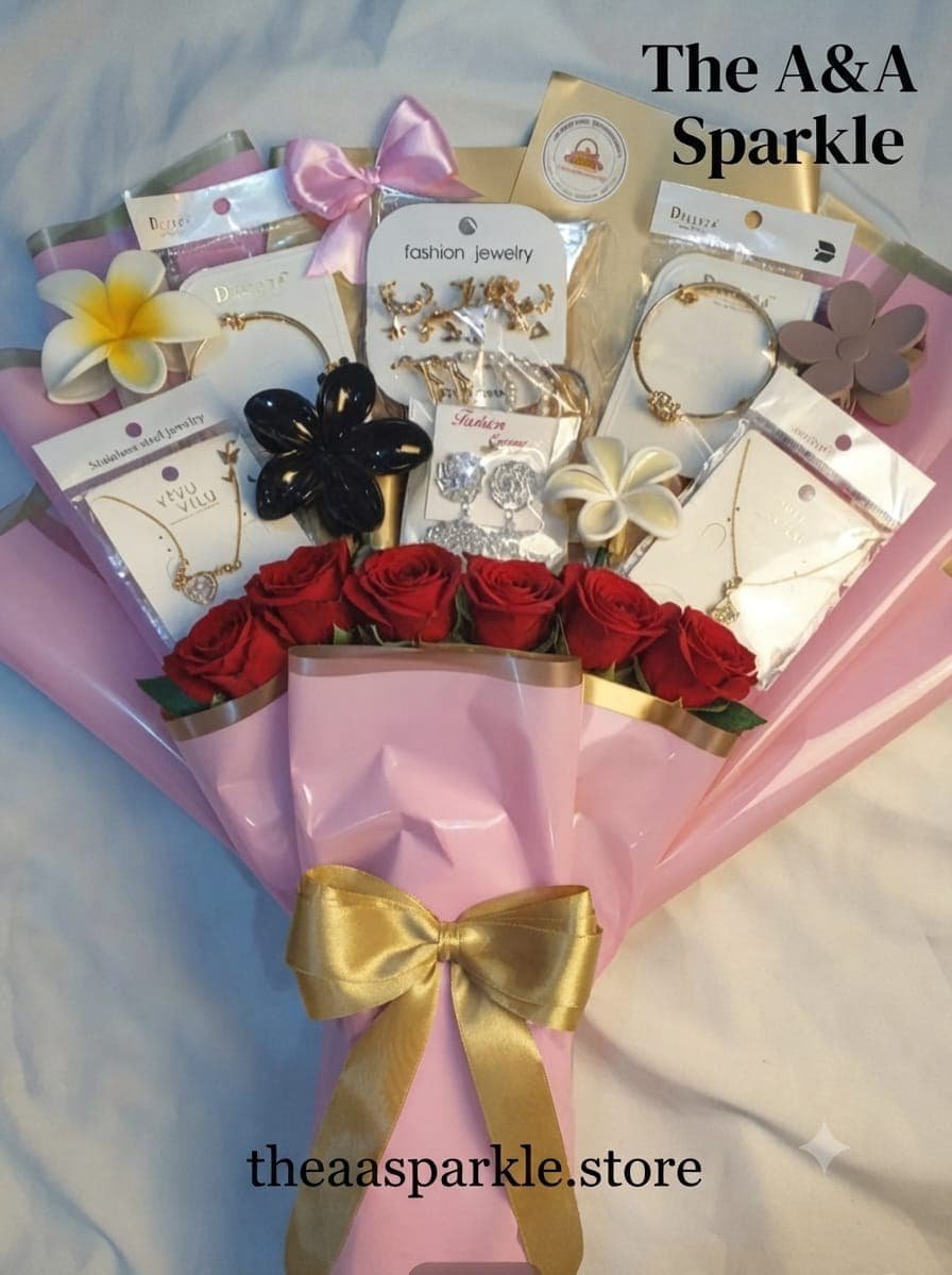 Jewelry Bouquet with Red Roses