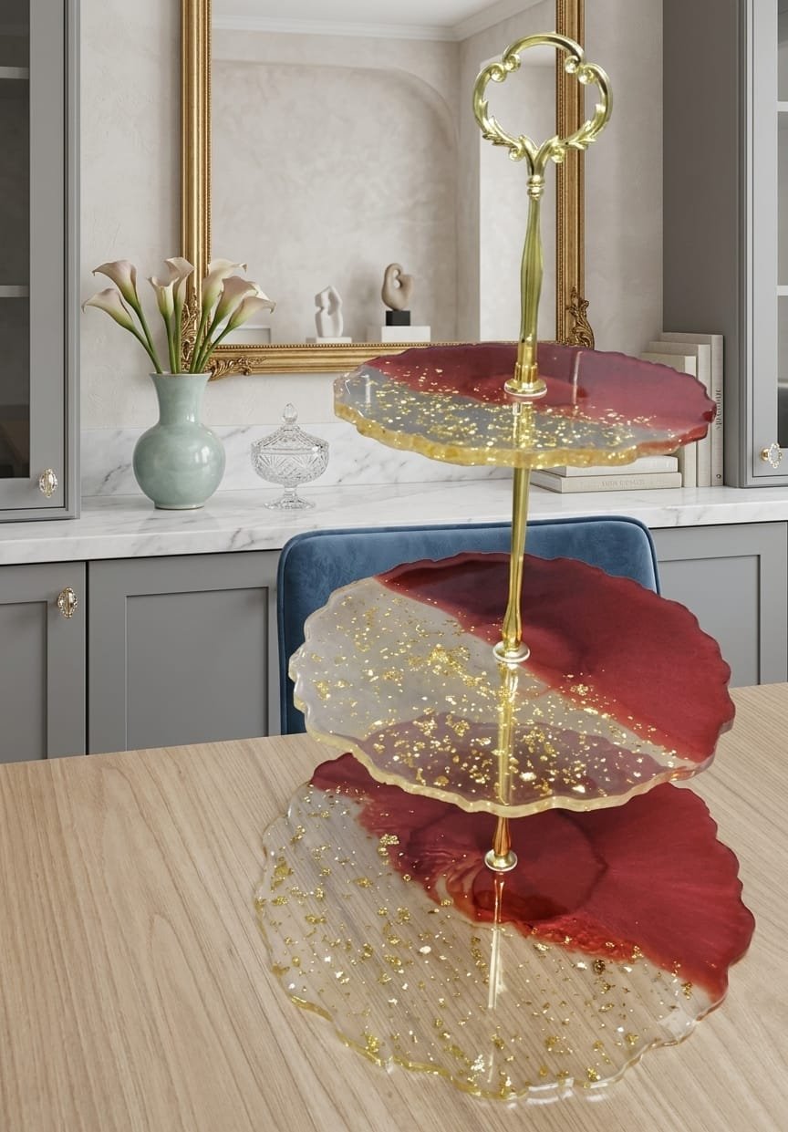 Luxury Resin White & Silver 3 tier Stand