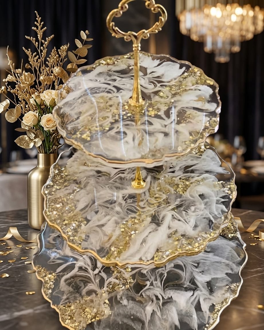 Luxury Resin Flower 3 tier Stand