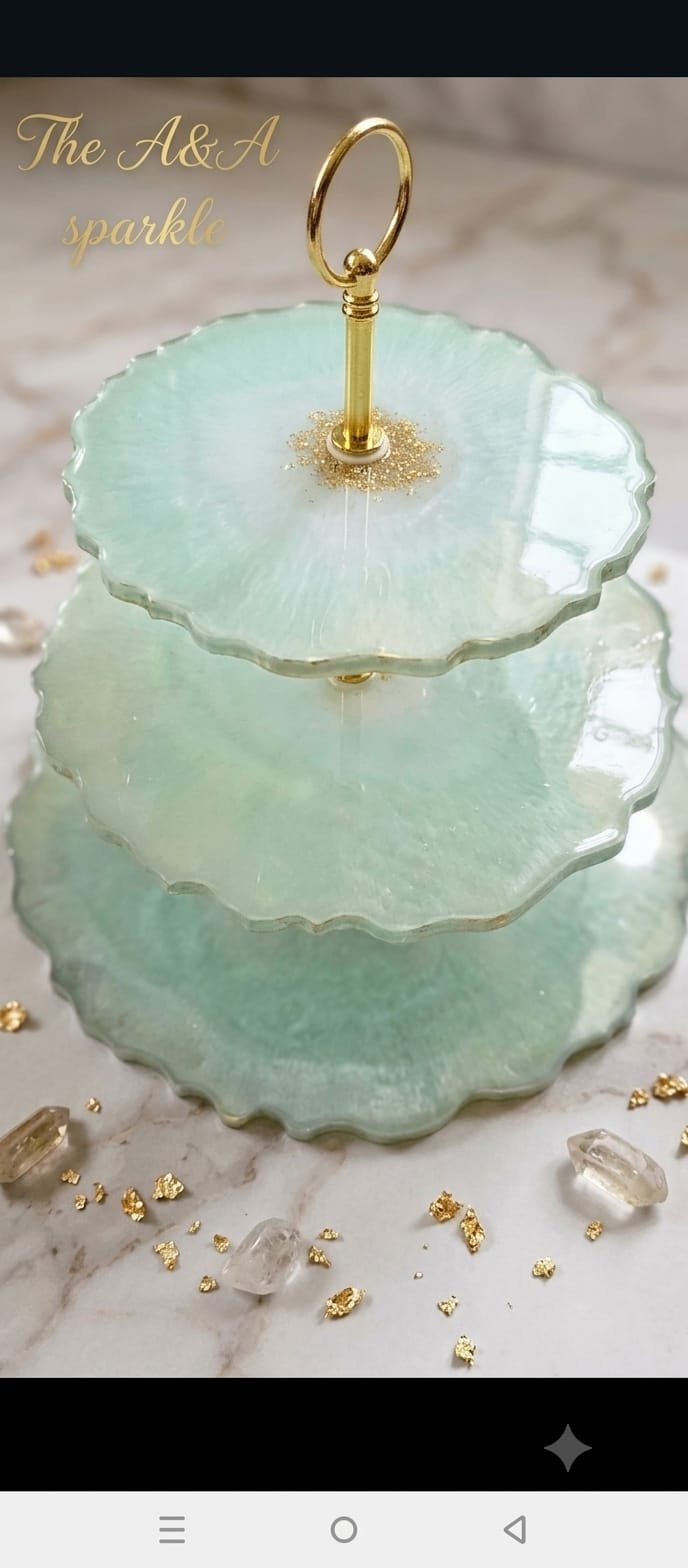 Luxury Resin Sea Green 3 tier Stand
