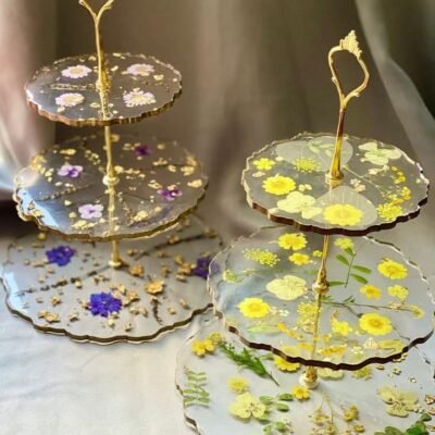 Luxury Resin Transparent Pair 3 tier stand