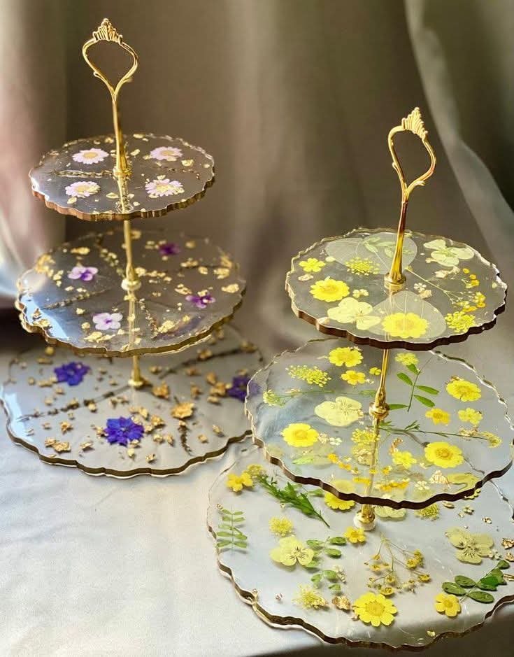 Luxury Resin Transparent Pair 3 tier stand