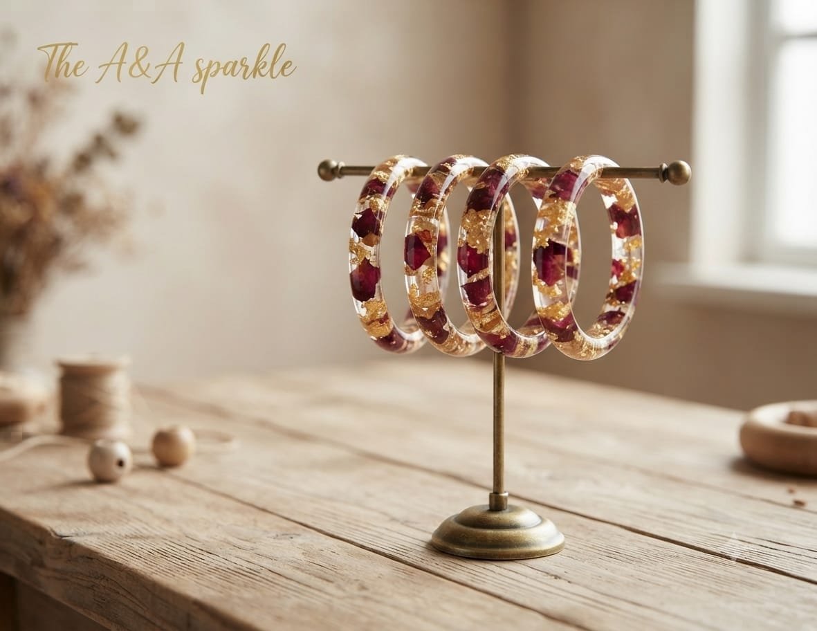 Resin Flower Preserved Bangles Pair - Image 2