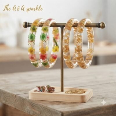 Resin Flower Preserved Bangles Pair
