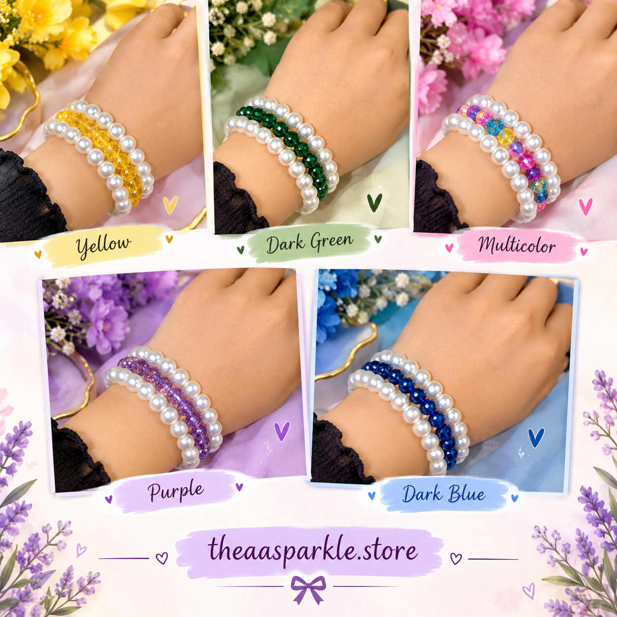 Triple Pearl Glow Bracelet Elegant 3-Layer Beaded Bracelet - Image 2